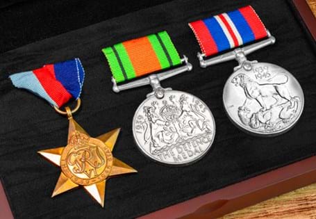This set of original WWII medals contains genuine Star, Defence and War medals issued during WWII