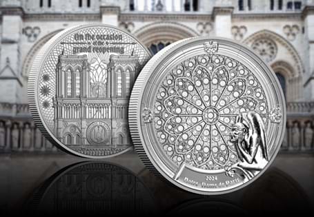 Celebrate Notre-Dame’s grand reopening with the Notre Dame 3oz Silver Coin, featuring a dome-shaped design and polished gargoyle detail. Limited to 649 worldwide.