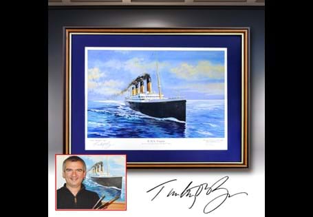 This superb Limited Edition print features the legendary RMS Titanic. Based on commissioned artwork by Timothy O'Brien it has been issued within a strict edition of 1,912. 