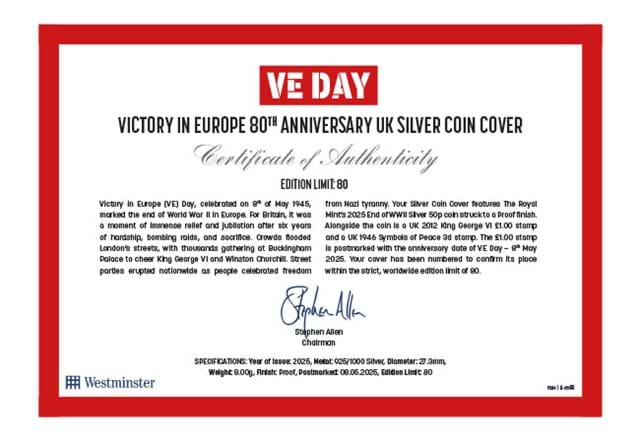 DN 2025 VE Day Silver 50P Cover Product Images 2
