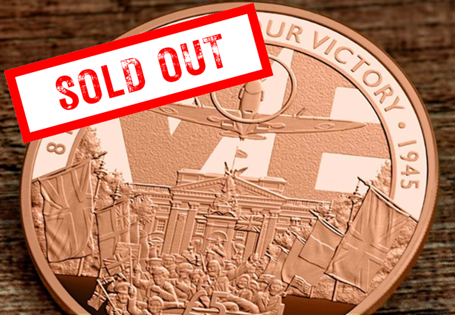 Celebrate the 80th Anniversary of VE Day with this limited edition 22 Carat Gold Proof £5 Coin, issued by Jersey. Only 80 available, each with a Certificate of Authenticity and VE Day booklet.