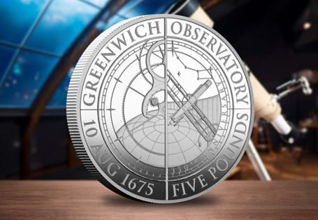 Issued to mark the 350th anniversary of The Royal Observatory. This Royal Observatory Silver Proof Coin has features a design where space meets time!