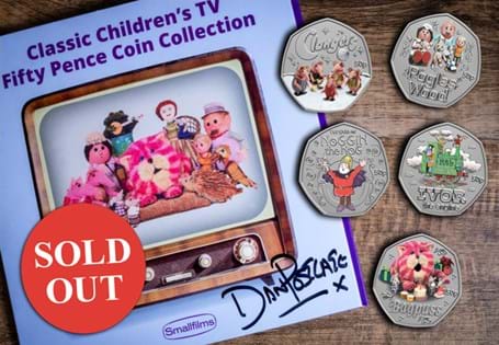 Celebrate childhood memories with this limited-edition 50p coin set featuring beloved Smallfilms™ classics, signed by BAFTA winner Dan Postgate. Only 500 sets available.