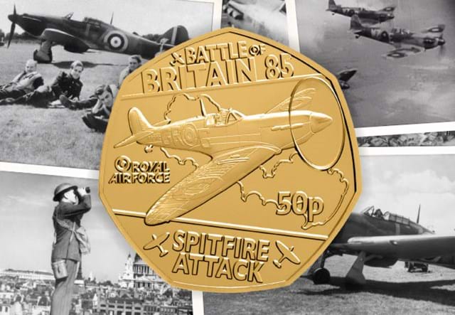 2025 Battle Of Britiain 85Th Anniversary Spitfire Gold 50P Starter Vsc Email Banners 3
