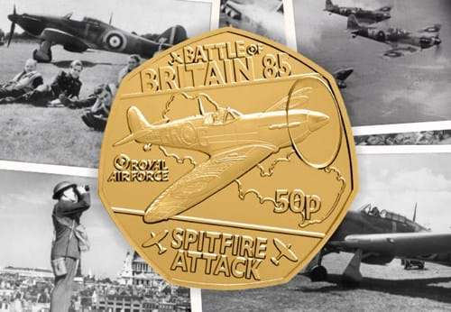 2025 Battle Of Britiain 85Th Anniversary Spitfire Gold 50P Starter Vsc Email Banners 3