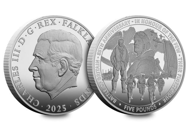 Battle Of Britain Silver £5 (Falklands) Obv Rev