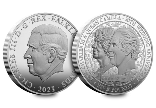 Charles And Camilla Silver £5 (Falklands) Obv Rev