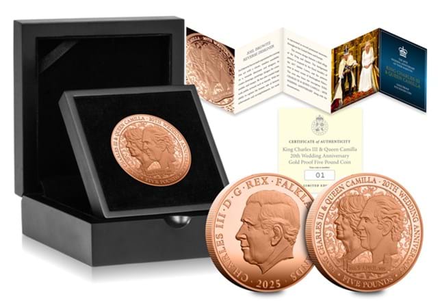 Charles And Camilla Gold £5 (Falklands) Box Shot