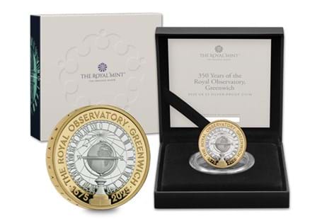 This Silver Proof UK £2 coin marks the 350th anniversary of the Royal Observatory in Greenwich. Comes in official Royal Mint packaging.