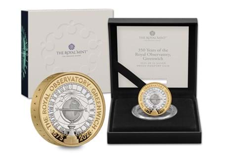 This Silver Proof Piedfort £2 Coin has been released by the Royal Mint to mark 350 years of the Greenwich Royal Observatory. Comes in official Royal Mint packaging.
