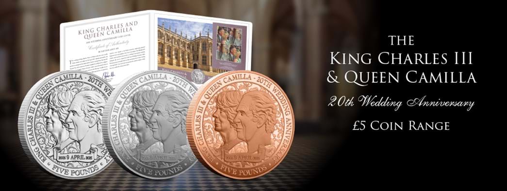 The Charles and Camilla 20th Wedding Anniversary £5 Coin Range