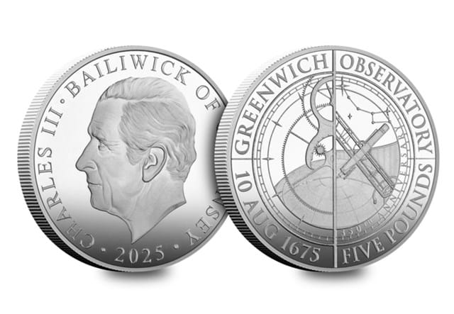 Greenwich Observatory Cuni Proof £5 Obv Rev