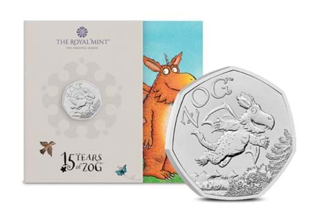 This Brilliant Uncirculated UK 50p coin marks 15 years of the story of Zog the dragon, written by Julia Donaldson and illustrated by Axel Scheffler. Comes in official Royal Mint packaging.