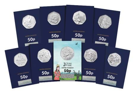 This 50p coin collection includes nine different 50ps, celebrating beloved storybook characters. Each coin is struck to a Brilliant Uncirculated quality and arrives protectively encapsulated. 