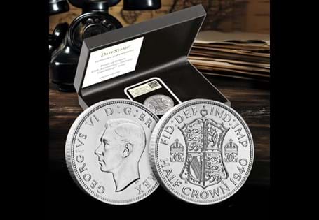 The historic Battle of Britain DateStamp. Including a UK 1940 Silver Half Crown protectively encapsulated and postmarked by The Royal Mail for10th July 2025 - the 85th anniversary. Edition Limit: 125.