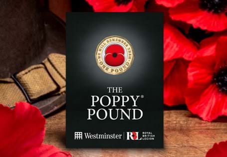 This RBL Poppy £1 is the first commemorative 12-sided £1 coin and comes in the Official RBL Collector Card. 10% of every sale will go directly to the RBL. EL: 15,000