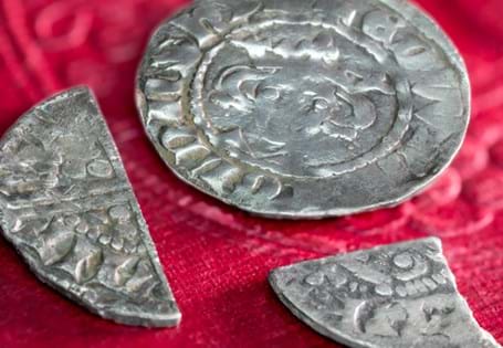 Your set includes silver hammered coins from the middle ages. Having been created by physically 'cutting' the penny in half or quarters as required. Paired with the last pre-decimal descendants.