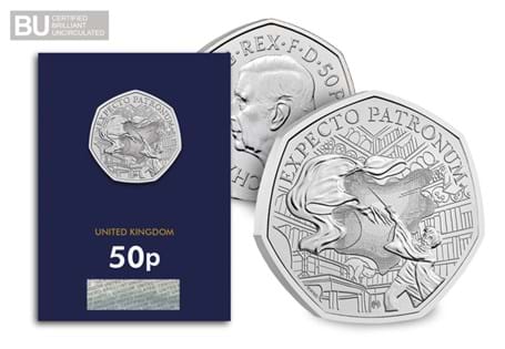 The Royal Mint have released a UK 50p featuring the scene when Harry Potter casts the iconic Patronus spell for the first time. The coin is struck to a Brilliant Uncirculated quality.