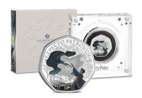 This 2025 UK 50p celebrates Harry Potter and the Prisoner of Azkaban, with its design capturing the moment Harry learns the Patronus charm. Comes in official Royal Mint packaging.