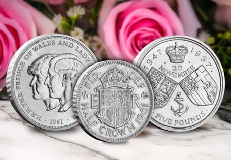 This set has been curated to reflect the unforgettable life and legacy of Diana Spencer. Including the 1981 25p crown, 1997 £5 and 1961 half crown. A strict edition limit of 200 worldwide applies.