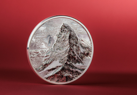 This coin has been struck from 1oz of Pure Silver and features the iconic Matterhorn mountain in ultra-high relief. Created in cooperation with Swissmint. Edition Limit: 1865