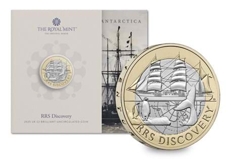 This Brilliant Uncirculated UK £2 coin marks the 125th anniversary of the ship's creation and the centenary of the Discovery Oceanographic Expedition. Comes in official Royal Mint packaging.