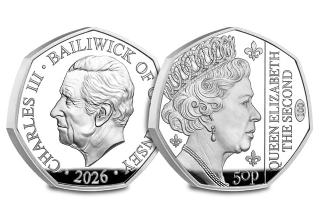 2026 QEII 100 Silver 50P Set Queen Elizabeth The Second Obv Rev