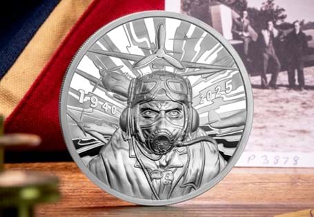 To mark the 85th Anniversary of the Battle of Britain, this High Relief coin has been struck from 5oz of Pure Silver. It features a piece of metal for Hurricane P2725 TM-B. EL: 495