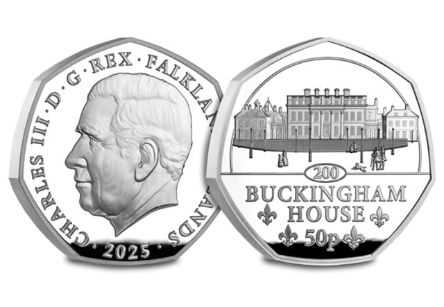 Buckingham Palace Silver 50P Set Buckingham House Obv Rev