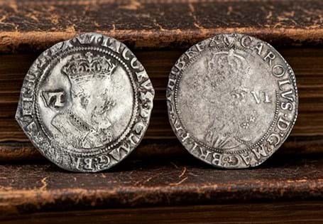 The James I and Charles I Sixpence Pair. Bringing together two genuine historic sixpences from the reigns of two of Britain's most famous monarchs.