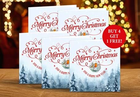 This Christmas card features the new 2025 Robin Colour 50p - carefully encapsulated to protect its Brilliant Uncirculated finish. The inside is left blank for your personal message.  BUY 4 GET 1 FREE