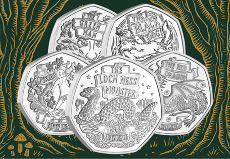 Introducing the Myths and Legends BU Colour 50p Coin Set. FIVE of Britain's biggest Myths and Legends have been brought to life in vivid colour on official 50p coins.