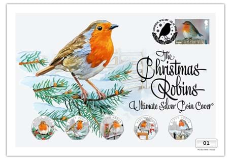 Celebrate the start of Advent with this limited-edition cover featuring silver robin 50p coins, a Royal Mail stamp, and postmarked on 30th November 2025. Only 50 available worldwide.