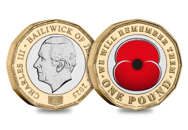 2025 Poppy BU Colour £1 Obv Rev