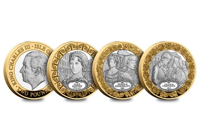 Jane Austen Silver £2 Set ALL REV (With Obv)