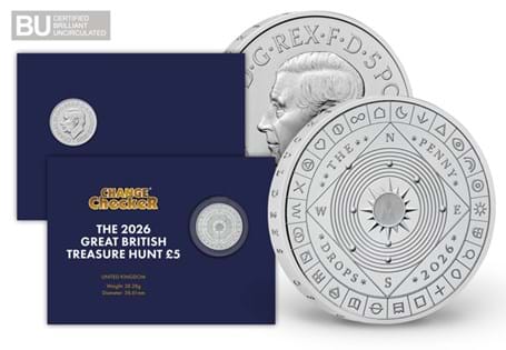 This  £5 coin is the key to completing the national Great British Treasure Hunt - a series of puzzles and challenges with a £30,000 gold bar prize! Struck to a Brilliant Uncirculated quality.