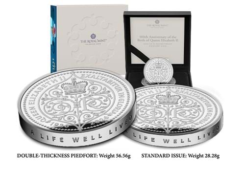 QEII 100 £5 Coin Silver Piedfort Box And Coin Comparison Image JG 1