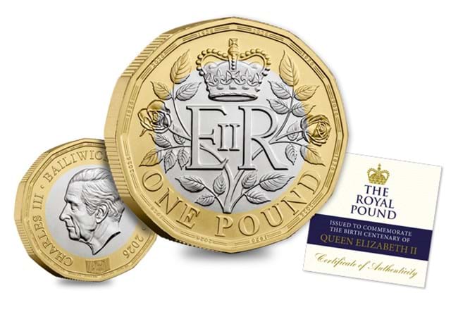 2025 QEII 100 BU £1 Obv Rev With Cert 2 (1)