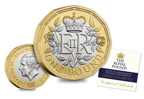 2025 QEII 100 BU £1 Obv Rev With Cert 2 (1)