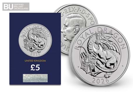 This £5 coin has been issued to celebrate the Royal Dragon. It i is struck to a Brilliant Uncirculated quality and is encapsulated in Change Checker packaging.
