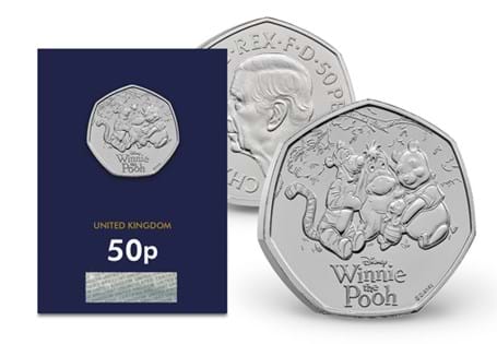 This official UK 50p has been released to celebrate the 100th birthday of Winnie the Pooh. It is the 3rd coin in the series, celebrating friendship. Struck to a Brilliant Uncirculated quality.