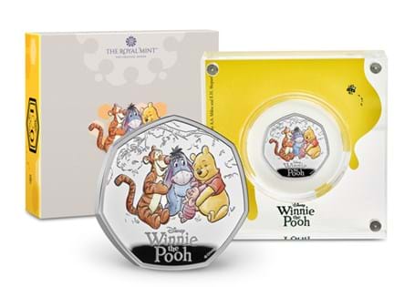 This 2026 UK Silver Proof 50p has been issued by The Royal Mint to celebrate 100 years of Winnie the Pooh. The final coin in this three-coin collection celebrates friendship. 