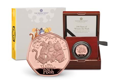 This 2026 UK Gold Proof 50p has been issued by The Royal Mint to celebrate 100 years of Winnie the Pooh. The final coin in this three-coin collection celebrates friendship. 