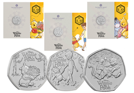 This set includes the three UK 50ps released to celebrate the 100th birthday of Winnie the Pooh. Each coin is struck to a Brilliant Uncirculated quality and comes in official Royal Mint packaging.