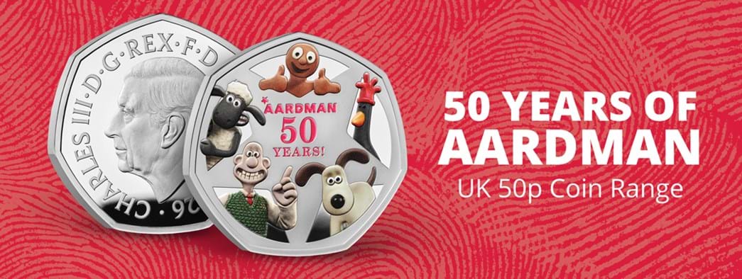 2026 UK 50 Years of Aardman 50p Coin Range