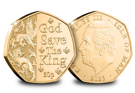 Your postmarked commemorative cover includes a BU God Save The King 50p with selective gold plating and a special commemorative label.