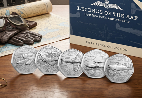 Issued by Guernsey, these 2026 50p coins showcase the evolution of the Spitfire. Struck to a Brilliant Uncirculated quality the set is presented in an Official RAF Spitfire 90th Anniversary 50p Pack.