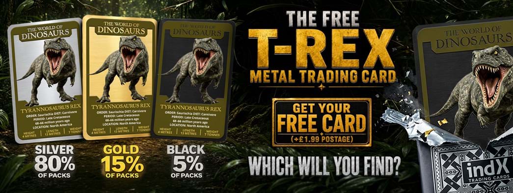 The Free T-Rex Metal Trading Card - Which will you find? 