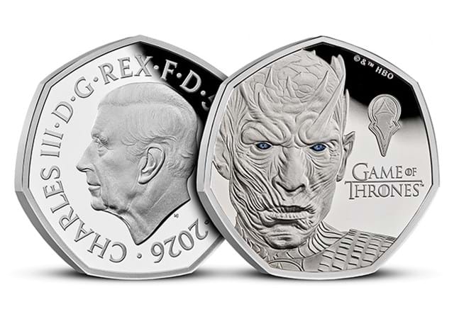 Game Of Thrones 50P Silver Coin Obverse Reverse ICE