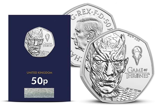 Game Of Thrones 50P ICE Obvrev Of Coin With Packaging In CC Packaging 650X450